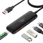 Qeefun 10Gbps USB Hub 3.2 Hub with 2 USB A and 2 USB C Ports,USB 3.2 Gen 2 Splitter,4ft Extented Data Cable USB A HUB for Mini Pc,MacBook Air,Dell XPS,Thinkpad,MacBook Pro,HP…