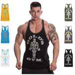 Gold's Gym Men's Muscle Joe Contrast Stringer Vest, Black/Grey Marl, S UK