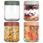 YUEYEE 4 Pack 16 OZ Overnight Oats Jar,Glass Jars with Lids for Overnight Oats Salad Jars Fruit Yogurt Pudding Chutney Jam Spice,Overnight Oats Container Reusable Mason Jars with Sealing Screw Lids