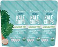 Dr. Fuhrman Organic Kale Chips Cashew Cream & Onion | Oil-Free Vegan Snack | No Salt Added, Non-GMO, Plant-Based Healthy Chips | 3 Pack