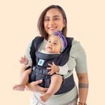 Soulslings 4-in-1 Lali Baby Carrier Bag, 100% Cotton - Black | Compact & Lightweight (400g) | Adjustable for 0-24 Months (4-15kg) | Machine Washable & Handwashable | Breastfeeding Friendly