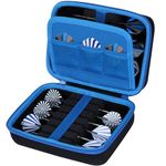 Lebakort Hard Case Compatible with 12 Pcs Steel Tip or Soft Tip Darts Set, Storage Holder Fits for Dart Tips Shafts Flights and Accessories (Black + Blue Case)