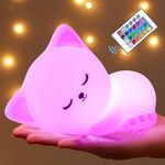 Lumipets Cute Sleeping Kitty Nursery Night Light for Kids Color Changing Baby Lamp, Portable and Rechargeable Kid Lamp, Best Gifts for Cat Lover Kids Baby Girls Boys Children & Adult (Kitty)