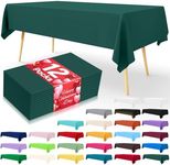 Smiry Disposable Table Cloth - 12 Pack, 54 x 108 Inch Table Cloths for Parties, Decorative Tablecloths for Rectangle Tables, Waterproof Plastic Table Cover, Leakproof & Sturdy, Christmas Green