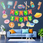 Party Decorz My First Hair Cut Javal Sohala Decoration Set of 15 pcs, Javal sohala Paper Banner (1 Set), Hair Cut Paper Cutout (11 Pcs), Hair Cut Party Props (3 Pcs)