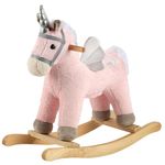 Rock My Baby Rocking Horse, Wooden Horse with Sound Effects,Ride-on Toy,Balance Toy (pink)