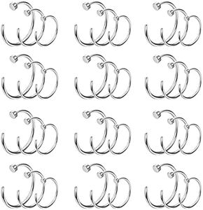 Drperfect 20G 36PCS 316L Stainless Steel Nose Ring Hoop Nose Piercing Jewelry for Women and Men Silver Hoop Nose Ring 6mm 8mm 10mm