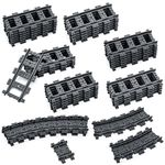 Etarnfly 60PCS City Train Tracks, Classic Train Tracks Accessories, Railroad Building Toy Compatible with All Major Brand - 36 Straight and 24 Flexible