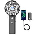 HandFan Portable Fan Rechargeable Battery Operated Fan with 5200mAh Power Bank Foldable Desktop Fan USB Mini Electric Personal Fan for Office Home Outdoor Camping Stroller