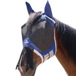 Harrison Howard CareMaster Horse Fly mask with Ears and Nose Fringe Fly Protector Defender Mask Navy M Cob