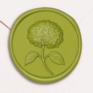 UNIQOOO Wax Seal Stickers - 3D Hydrangea Floral Wedding Invitation Envelope Seal Stickers, 50 Pcs Self- Adhesive Chartreuse Green Stickers, Perfect for Invitation, Christmas, Gift Wrapping
