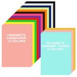 VinTS 210 Sheets 15 Assorted Colors Construction Paper, 8.5x11.7 Bulk Cardstock Paper&Shimmer Paper For Back to School Supplies,DIY Art,Painting, Paper Crafting,Scrapbook, Classroom