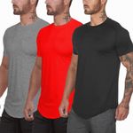 Muscle Killer 3 Pack Men's Gym Workout Bodybuilding Fitness Active Athletic T-Shirts Workout Casual Tee (Large, Black+Red+Gray)
