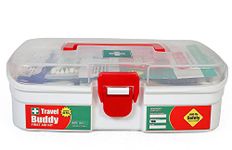 Tool Zone ® Travel Buddy Plastic First Aid Kit With Medicines useful for Domestic and Industrial use (Content -64 Pcs of Medicines with Plastic Milton Box) (1 Pc- White)