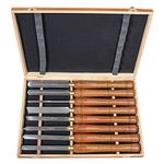 Faithfull HSS Turning Chisel Set of 8 in Wooden Presentation Box Suitable for Hard and Soft Woods, Walnut