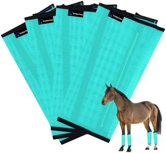 FOXLVDA Horse Fly Boots - Fly Boots for Horses Set of 4, Comfortable Horse Leggings, Mesh Material Design with Metal Support Bars for Reduces Stomping & Leg Fatigue (4, Green, Large)