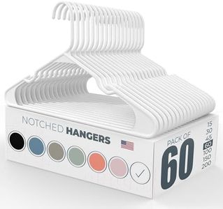 60pk Made in USA Plastic Clothes Hangers Bulk | 20 30 50 100 Pack Available | Laundry Clothes Hanger | Coat Hangers Plastic | Heavy Duty Plastic Hanger for Closet Hangars | Mainstays Hangers (White)