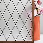 FEOMOS Black Lattice Window Film Static Window Clings Frosted Window Films Privacy Glass Door Sticker Decorative Window Cover Removal Anti -UV 44x300cm