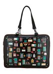 Funk For Hire Womens Leatherette Printed 2 In 1 Backpack Shoulder Bag Handbag Fit Up To 15.6" Laptop - Black (Small Size)