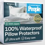 Niagara 4 Pack Waterproof Pillow Protectors Standard 20x26 Inches Smooth Zipper Premium Encasement Covers Quiet Cases Set White