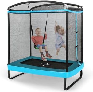 SPOTRAVEL 6FT Recreational Trampoline, 2-in-1 Kids Jumping Trampoline with Swing, Outdoor Fitness Bounce Trampoline for Children Adults (Blue)