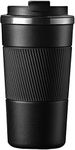 Car Coffee Cup 510ml Travel Mug Stainless Steel Thermal Insulated Coffee Cup - Vacuum Insulation Water Bottle for Hot and Cold Water Coffee and Tea Black Mug Cafeteria Coffee Cup with Lid