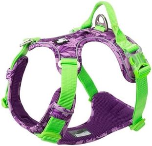 Chai's Choice Dog No Pull Harness with Quick Release Neck Strap Medium (Tropic Purple) | Comfortable & Secure Adjustable Strap with Double Leash Clips | Soft Padded Vest for No-Choke & Easy Release