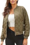 WUDODO Women's Bomber Jacket Fashion Qulited Casual Jakcets Long Sleeve Zip up Bomber Jacket with Pockets