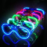 Ainiv Neon Color Shutter Shadeds Glasses for Kids, 6PCS Plastic Novelty Party SunGlasses Full Border with LED, Fancy Dress Costume Glasses, 80s 90s Funny Party Decoration, Festival Outfits Accessories