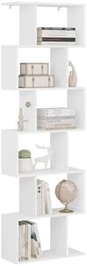 WOLTU Libreria Verticale a 6 Livelli, Libreria a 6 Scomparti a Giorno, Scaffale Salvaspazio, Scaffale Bianco per Camera da Letto, Studio, Ufficio, Soggiorno, Forma di S, in Legno, SK044ws
