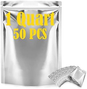 Durimoiy 50 Pack Mylar Bags 1 QUART - Thick 9.5 Mil - 7"x10" Stand-Up Resealable Bags Heat Sealable for Long Term Food Storage