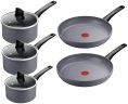 Tefal Healthy Cook On Cookware Set, Frying Pan (24/28 cm), Saucepan with Lid (16/18/20 cm), Mineralia Non-Stick Coating, Thermo-Signal™, Eco-Friendly, E120S544