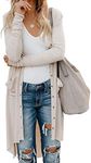 Naggoo Womens Summer Open Front Button Down Duster Cardigans Laides Ribbed Knit Cardigan Cream,S