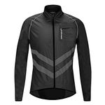 WOSAWE Men's High Visibility Cycling Wind Breaker Light Pocketable Biking Jacket, Black Large