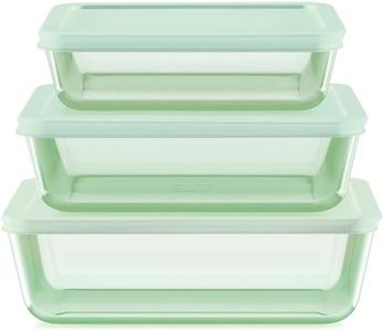 Pyrex Tinted (6-PC Large) Medium/Large Rectangle Food Storage Container Set, Snug Fit Non-Toxic Plastic BPA-Free Lids, Freezer Dishwasher Microwave Safe, 3 Cup, 6 Cup & 11 Cup