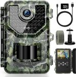 Wildlife Camera 4K 48MP, Trail Cameras with Night Vision Waterproof Wildlife, Trail Camera Wide-Angle Motion Sensor Camera, 0.2s Reaction, 32GB Micro SD Card, for garden Wild Outdoor