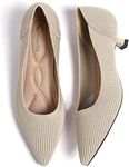 Semwiss Women's Low Heel Classic Pumps Pointed Toe Kitten Heels Shoes，Comfortable Casual Pumps for Women Dressy, Nude, 8 US