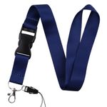 juanooo Navy Blue Neck Lanyard for Keys & ID Card Holder Cool Flat Key Lanyard for Men Women Teachers Staff for ID Badges Plain Breakaway Badge Keychain Lanyard Strap