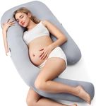 Momcozy Pregnancy Pillow with Cooling Cover, Dreamlign U Pro Maternity Pillow with Adjustable Leg Pillow - Support for Back, HIPS, Belly, Legs for Pregnant Women, 50-72 Inch Full Body Pillow, Grey