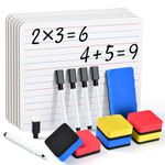 6 Pack Double Sided Dry Erase White Boards Set,9 x 12 Inch Small Classroom Whiteboard Set,Including 6 x Lap Boards,6 x Black Markers,7 x Erasers for Students,Teachers and Office Use