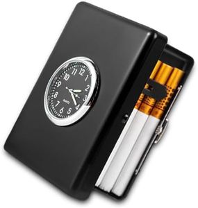 Medium Size Cigarette Box, Metal Cigarette case, Men's Cigarette case, Women's Cigarette can, Cigarette Box with Watch (Black+Black Watch)
