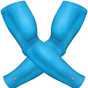 Blue Sun Sleeves For Sun Protection - Athletic Compression Sports Sleeve For Football Baseball Basketball Golf Running Cycling - UV Arm Sleeves For Men & Women - Driving Sun Protector