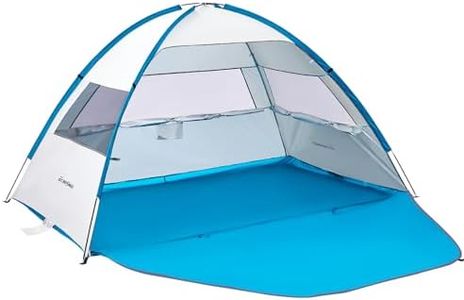 EchoSmile 3 Person Beach Tent Sun Shelter, UPF 50+ Beach Sun Shelter Canopy Tent, Lightweight & Portable Easy Set up for Beach Camping & Parties, White & Blue