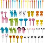 60 Pcs Food Fruit Picks Fork Lovely Animal Mini Cute Cartoon Toothpick Sticks Decor for Kids Party Bento Lunch Box Sandwich Appetizer Pastry Decorative Cupcake Baby Dessert Cocktail (Random Color)