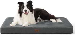 Bedsure Crate Bed - Memory Foam Washable Mattress, Orthopedic Flat Dog Bed with Removable Cover, S/M/L/XL, Grey/Navy