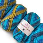 Wool Wonders Yarn for Crocheting, 4 Skeins, 640Yds/400G, Free Patterns - Wool Yarn for Knitting - Aran/Heavy #4 Medium Worsted Weight - Caramel Sapphire