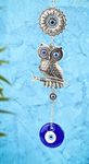 DT DECTONE Metal Nazar Battu For Home Entrance Evil Eye Hanging For Home Lucky Big Owl Showpieces For Good Luck And Prosperity At Office And Home, Blue