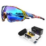 KAPVOE Cycling Glasses Men MTB Polarized Sunglasses Women Mountain Bike Bicycle,01, Black,Clear,Green,Red,Sand,Silver