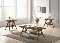 Roundhill Furniture Arona Mid-Century Modern Wood 3-Piece Coffee Table Set, Walnut