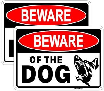 Joffreg Beware of Dog Sign,Dog Warning Sign,UV Protected and Weatherproof,Indoor Or Outdoor Use,20 x 30 cm,Reflective Aluminum,2 Pack